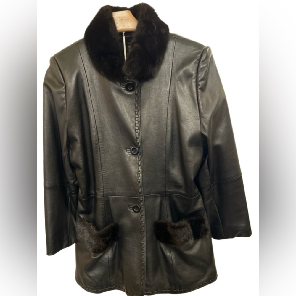 Chosen Couture Leather Coat With Mink Details!